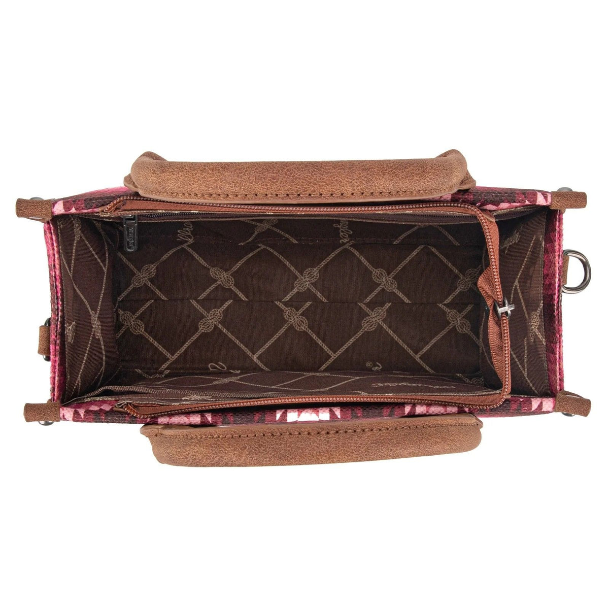 WG2211-8120S Wrangler Southwestern Pattern Dual Sided Print Tote/Crossbody - DARK PINK