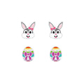 Silver Easter Stud Earrings Set ,