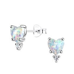 Silver Heart Stud Earrings 925 Sterling