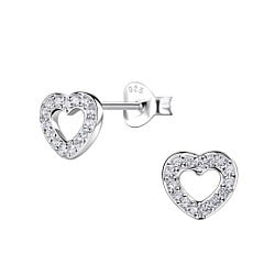 Silver Heart Stud Earrings 925 Sterling