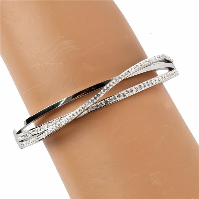 STAINLESS STEEL CUBIC ZIRCONIA BANGLE