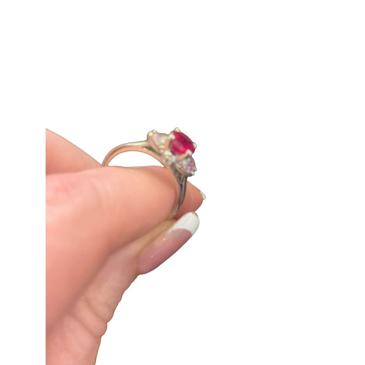 New Cute & Dainty Clear / Fushia CZ Ring