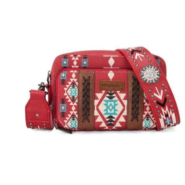 Wrangler Aztec Printed Crossbody Purse With Wallet Compartment