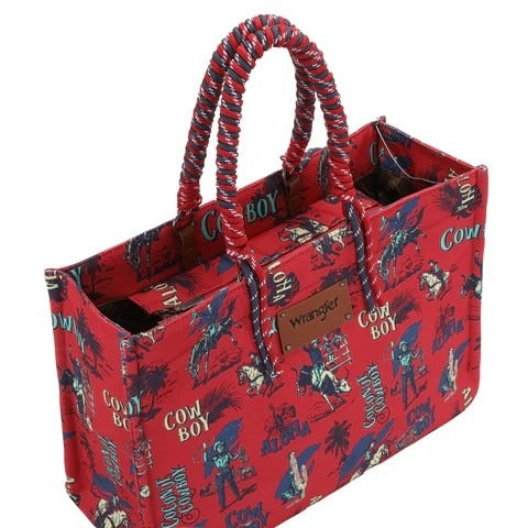 Wrangler COWBOY Dual Sided Print Canvas Wide Tote