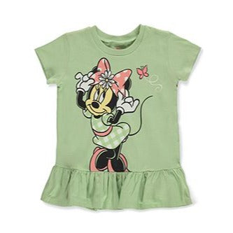 DISNEY MINNIE MOUSE GIRLS' 2-PIECE LEGGINGS SET OUTFIT T-shirt with graphic applique and ribbed trim (100% cotton) Allover print leggings wi