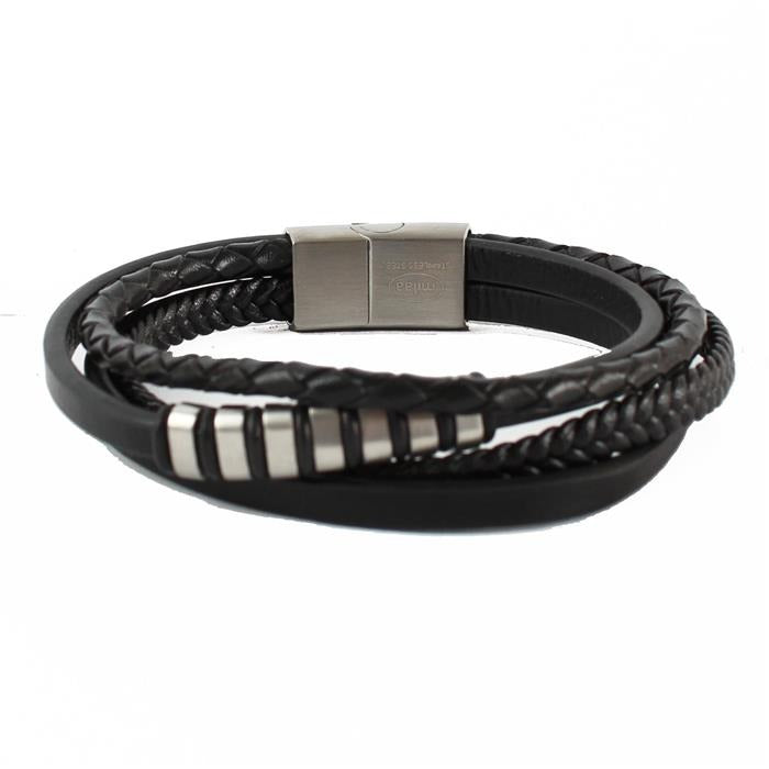 STAINLESS STEEL LEATHER BRACELET