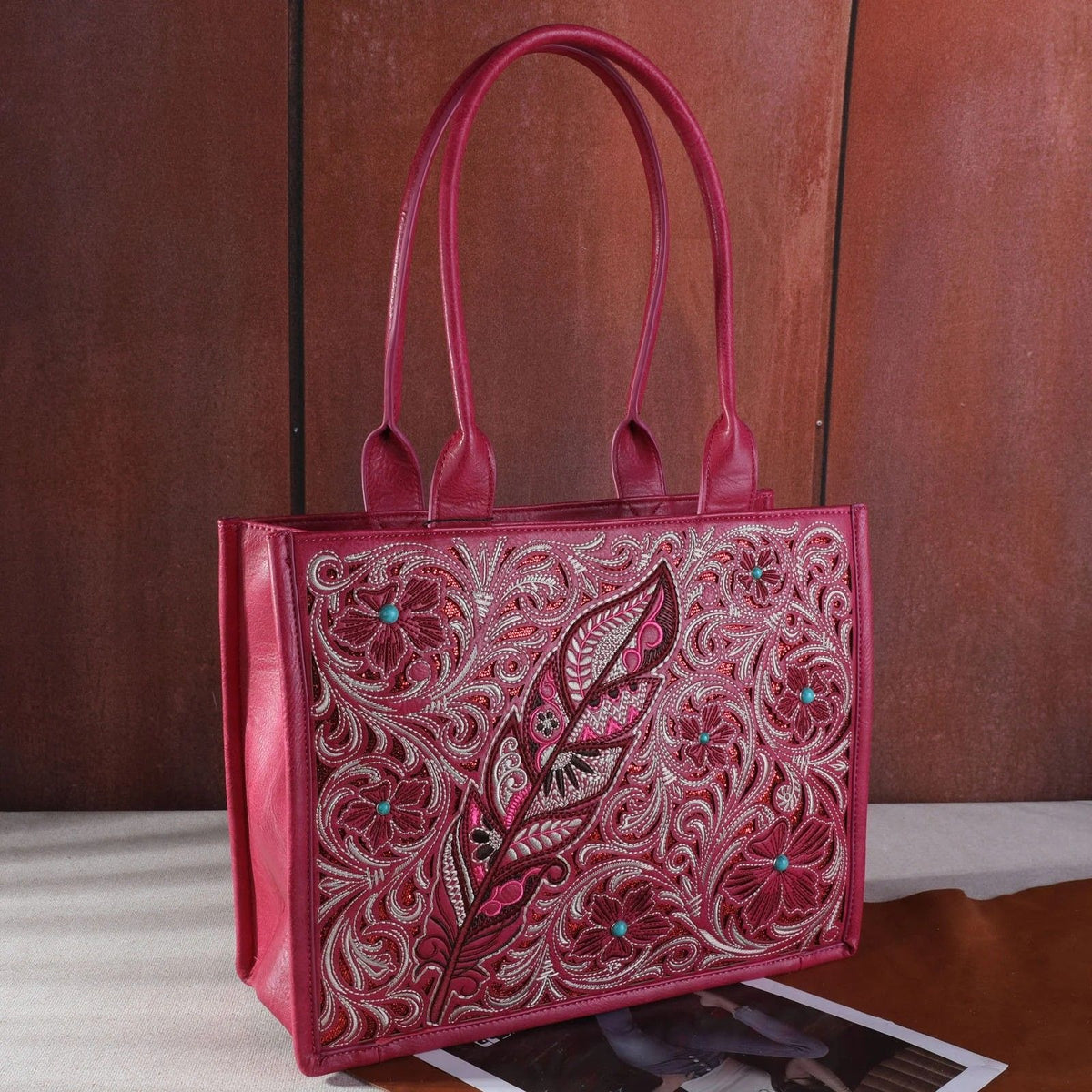 Montana West Embroidered Floral Cut-out Collection Concealed Carry Tote