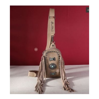 Montana West Fringe Mariposa Concho Collection Sling Bag