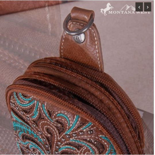 Montana West Embroidered Feather Cut-Out Floral Sling Bag