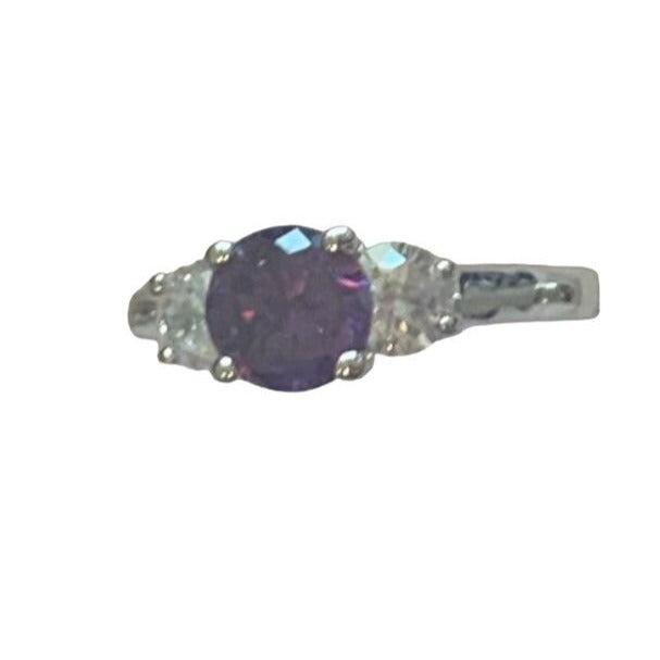 New Cute & Dainty Clear / Purple CZ Ring