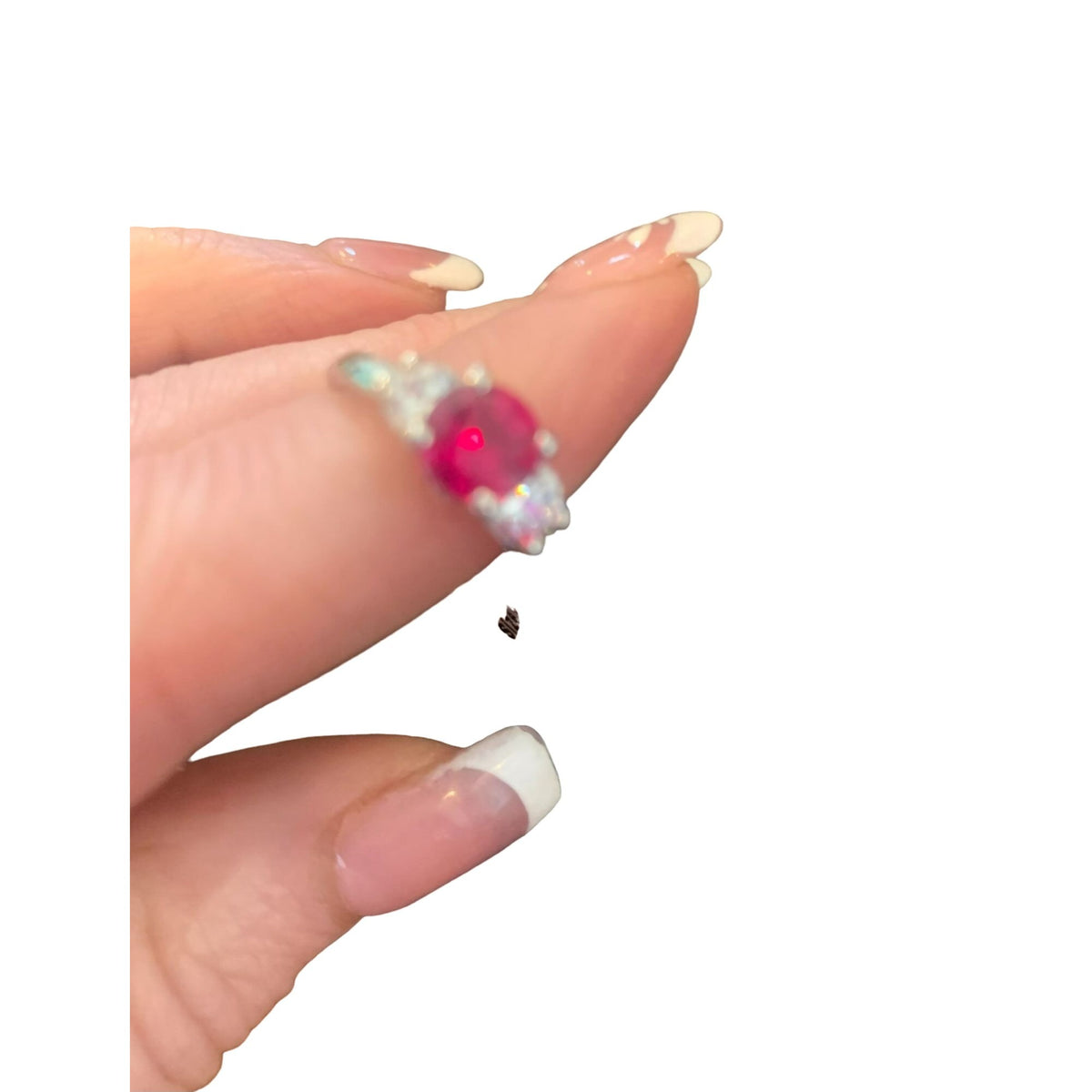 New Cute & Dainty Clear / Fushia CZ Ring