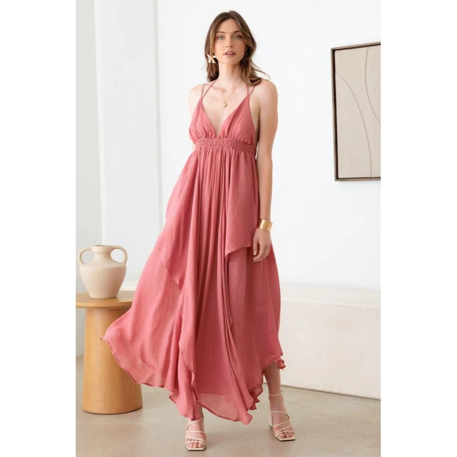 Tassel Fringe Strap Cutout Maxi Dress