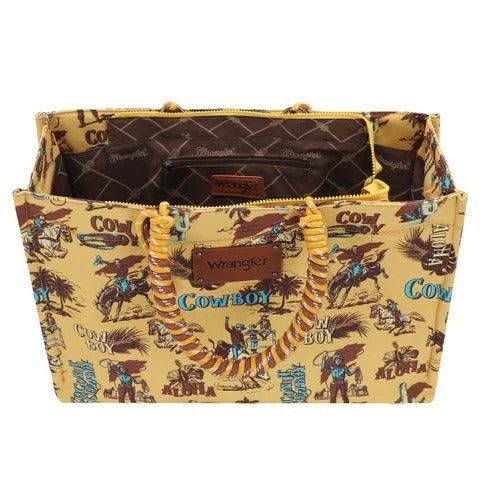 Wrangler COWBOY Dual Sided Print Canvas Wide Tote