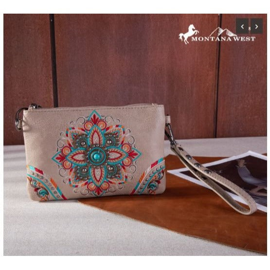 Montana West Embroidered Tribal Mandala Collection Clutch/Crossbody