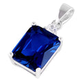 Sterling Silver Rectangular Saphire CZ Pendant