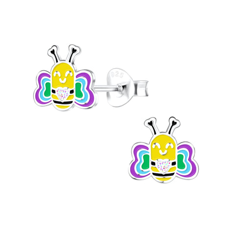 Silver Bee Stud Earrings