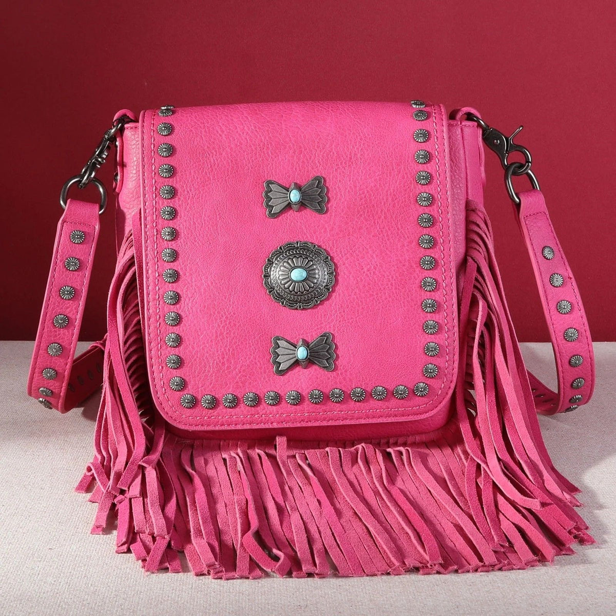 MW1270-8360 Montana West Fringe Mariposa Concho Collection Crossbody