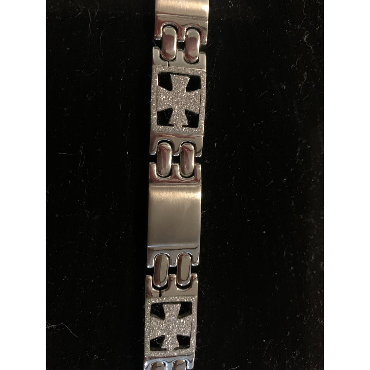 Men's Stainless Steel bracelet with cross CZ's