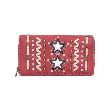 Montana West Fringe Collection Wallet With Cut-Out Stars, Rhinestones And Studs