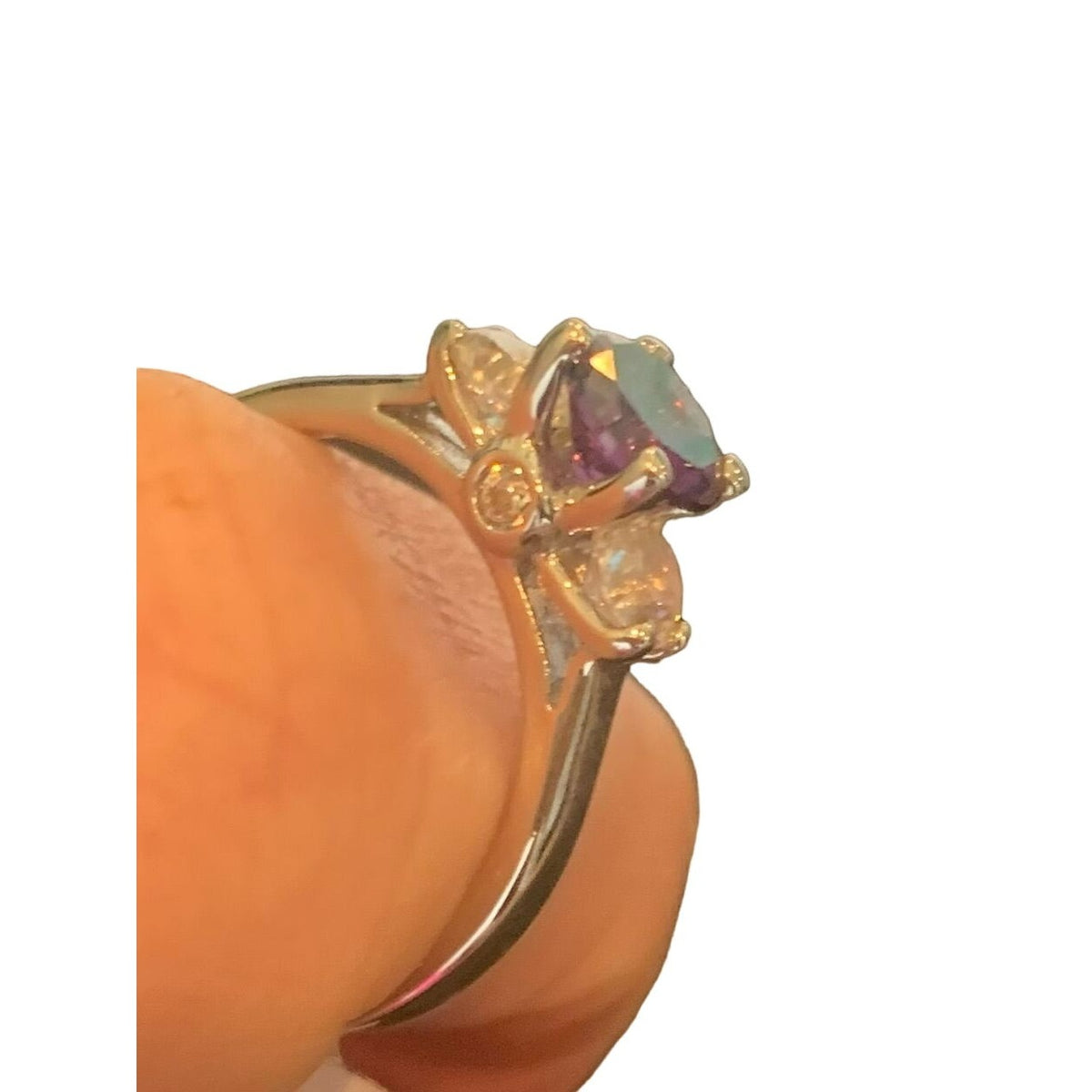 New Cute & Dainty Clear / Purple CZ Ring