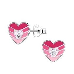 Silver Heart Stud Earrings 925 Sterling Silver Plating