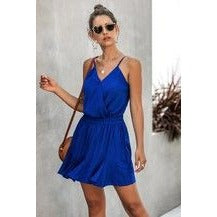 Spaghetti Strap V Neck Swing Dress