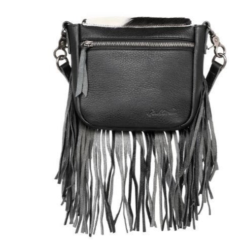 RLC- -BR Montana West Genuine Leather Tooled Collection Fringe Crossbody