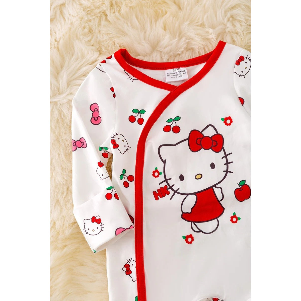 COQUETTE PRINTED ONESIE W/CHERRIES