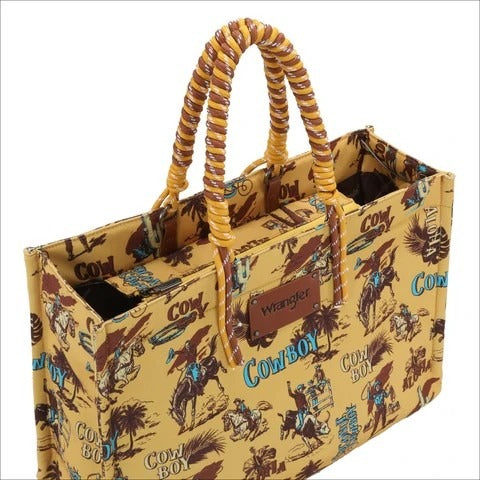 Wrangler COWBOY Dual Sided Print Canvas Wide Tote