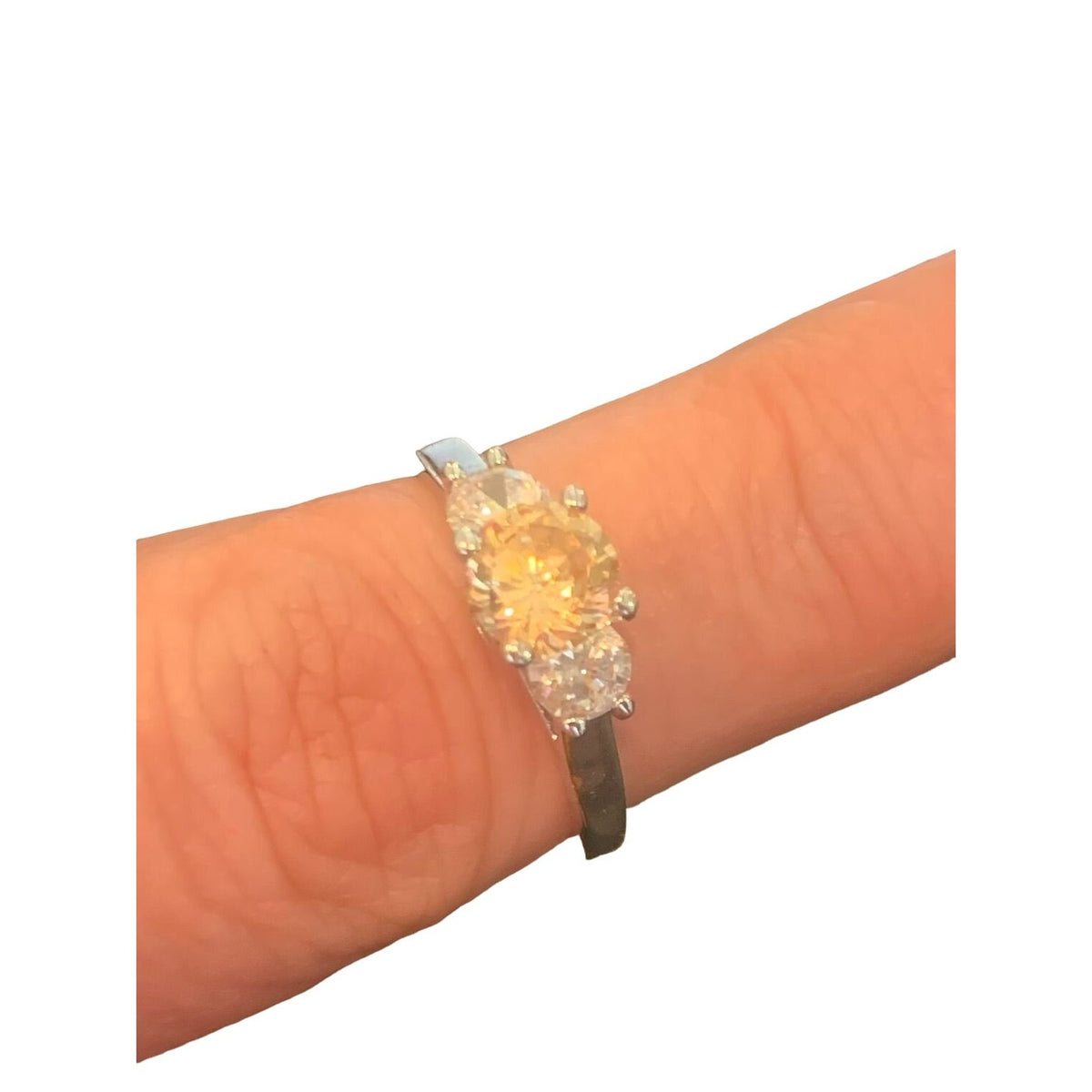 New Women's Cute & Dainty Amber/Clear CZ