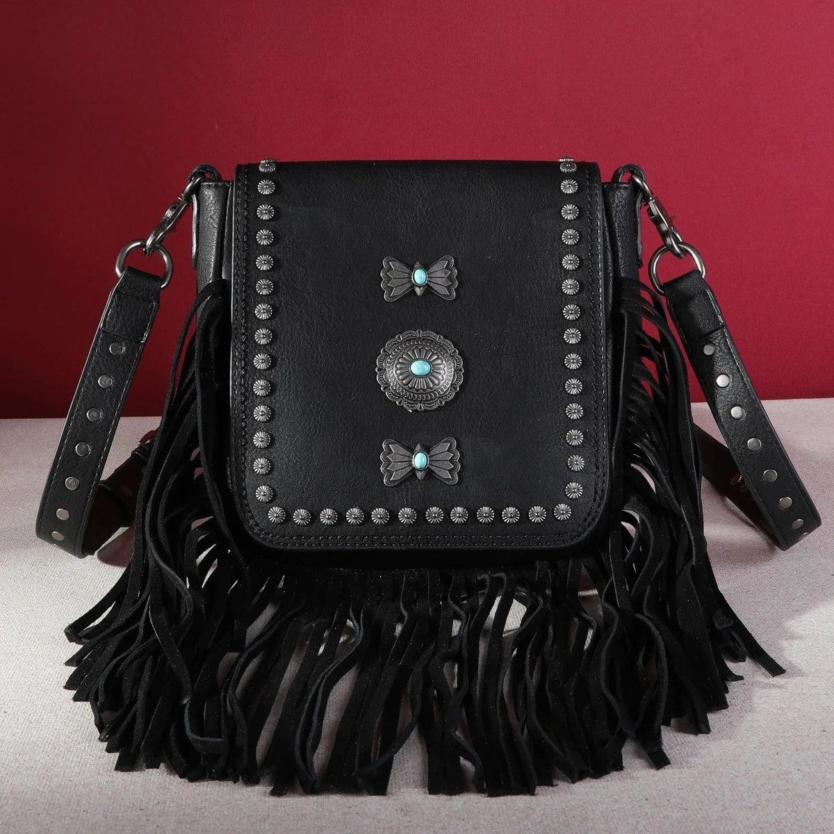 MW1270-8360 Montana West Fringe Mariposa Concho Collection Crossbody