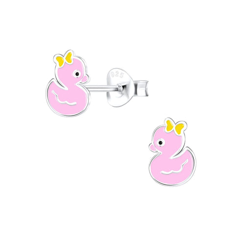 Silver Duck Stud Earrings