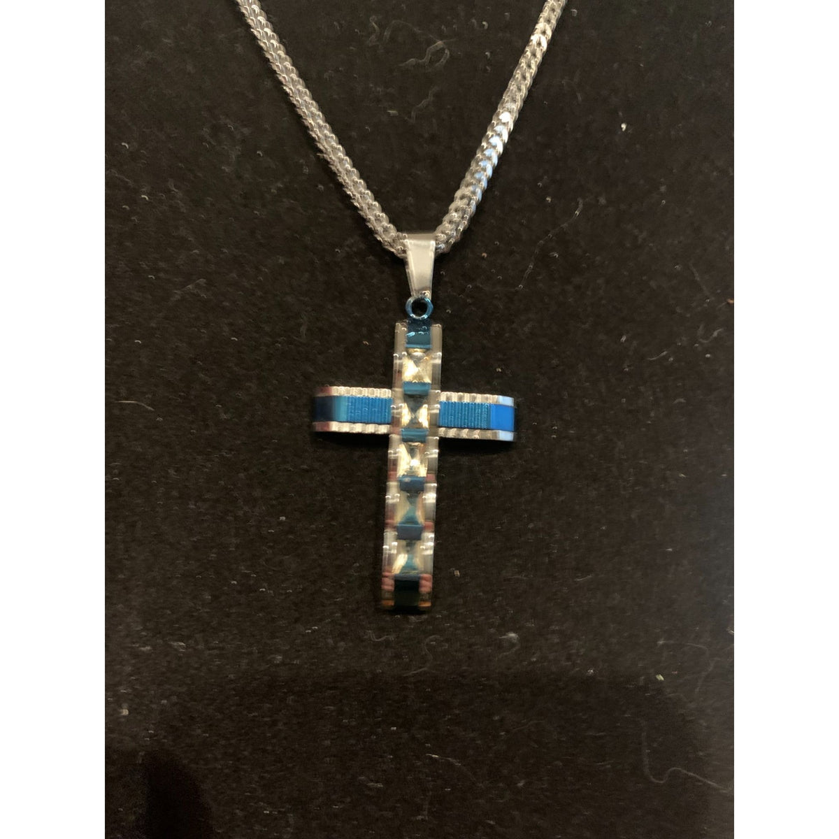 stainless steel Sexy Blue and Silver cross