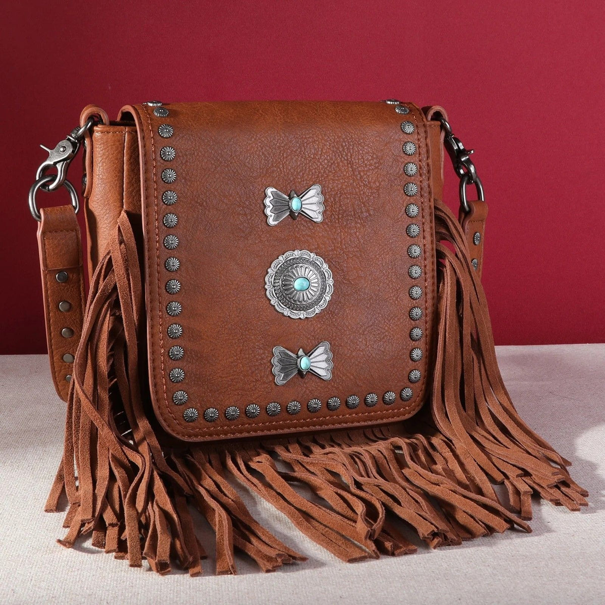 MW1270-8360 Montana West Fringe Mariposa Concho Collection Crossbody