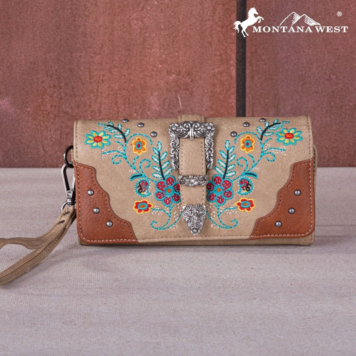 Montana West Embroidered Buckle Collection Wallet