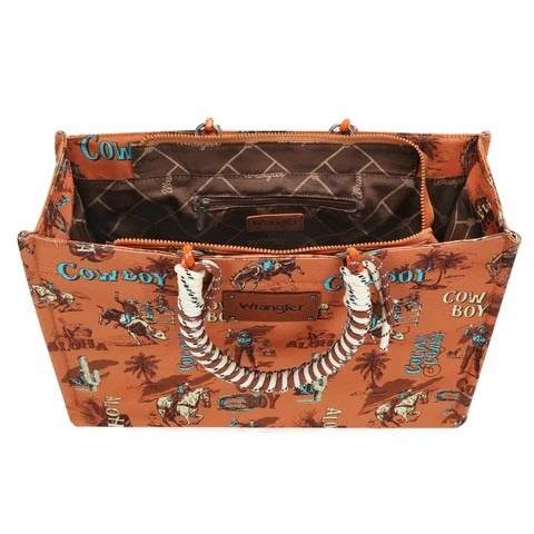 Wrangler COWBOY Dual Sided Print Canvas Wide Tote