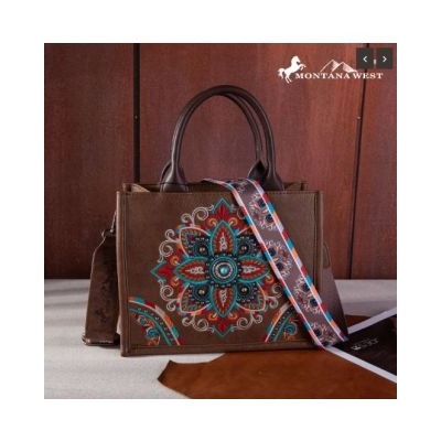 Montana West Embroidered Tribal Mandala Concealed Carry Tote/Crossbody