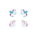 Silver Unicorn Stud Earrings Set ,