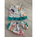 Toddler Girls Mermaid Print Sleeveless Tank Top & Ruffled Bloomers Set
