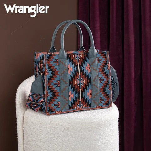 Wrangler Southwestern Pattern Dual Sided Print -Tote/Crossbody