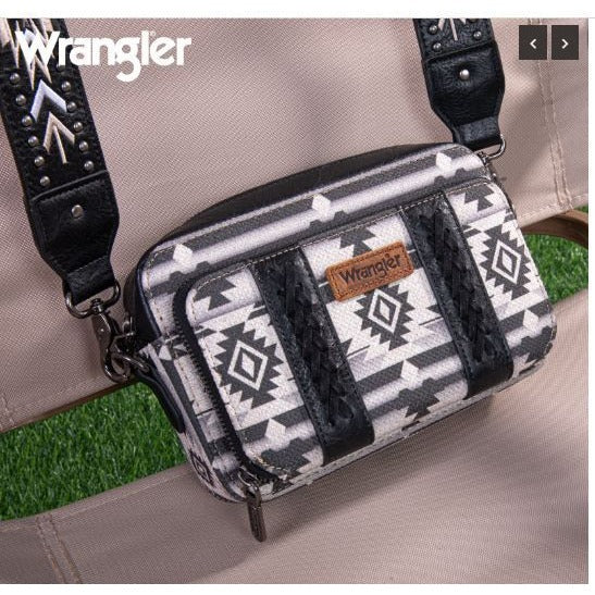 Wrangler Aztec Printed Crossbody Purse With Wallet Compartment