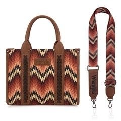 WG2211-8120S Wrangler Southwestern Pattern Dual Sided Print Concealed Carry -Tote/CrosBODY