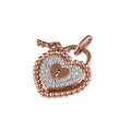 Sterling Silver Rose Gold Heart and Lock CZ Pendant 14K Rose Gold Plated Sterling Silver Bead Chain 1MM
