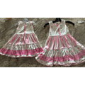 Adorable Pink Floral Tiered Lace Trim Girls Dress Vintage Inspired Sleeveless