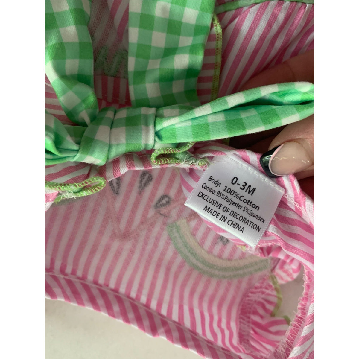 Girls 2-Piece Summer Outfit 0-3M Pink/White Striped Top & Ruffled Shorts With Watermelon Design 100% Cotton Blend