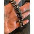 Stainless Steel Skull Chain Link Bracelet Heavyweight Gothic Punk Style Jewelry