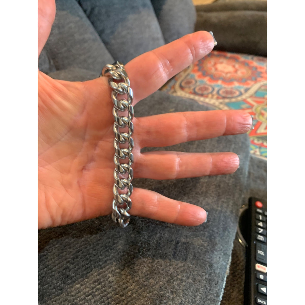 Stainless Steel Skull Chain Link Bracelet Heavyweight Gothic Punk Style Jewelry