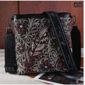 MW1244G-9360 BLACK EMBROIDERED FLORAL CUT-OUT CROSSBODY