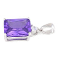 Sterling Silver Rectangular Amethyst CZ Pendant