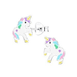 Silver Unicorn Stud Earrings